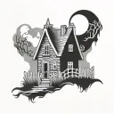haunted house  tattoo design idea