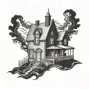 haunted house  tattoo design idea