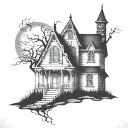 haunted house  tattoo design idea