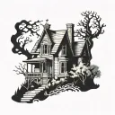 haunted house  tattoo design idea