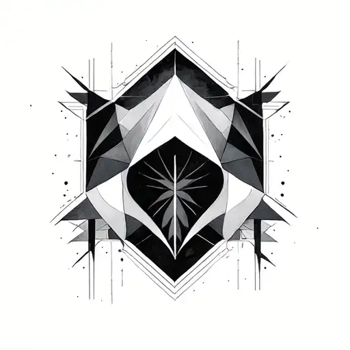 geometric, black and grey, negative space surrounded for my ribs tattoo design idea