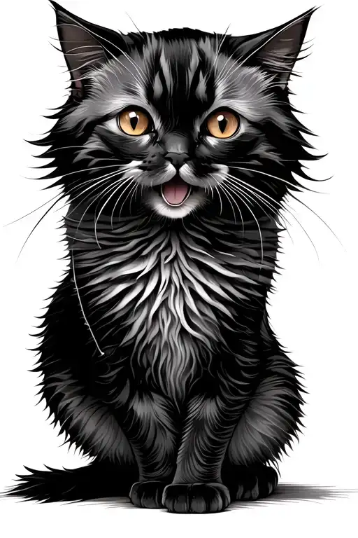 cat on it back looking playful with some string. cat is medium hair length, while and orang.  adult male cat tattoo design idea