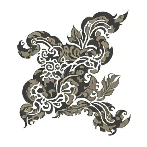 Incorporate military camouflage patterns into a design symbolizing resilience and strength tattoo design idea