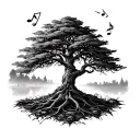 tree courage music tattoo design idea