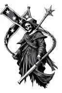 grim reaper and get a Confederate flag intertwined tattoo design idea