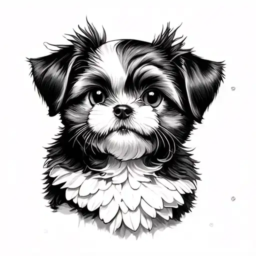 "Grisette Tarzan Snowbel Daisy" Shih Tzu and Cat tattoo design idea