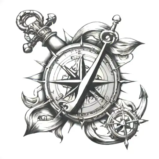 Anchor And Compass tattoo design idea
