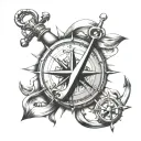 Anchor And Compass tattoo design idea