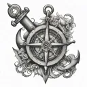 Anchor And Compass tattoo design idea