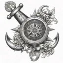 Anchor And Compass tattoo design idea