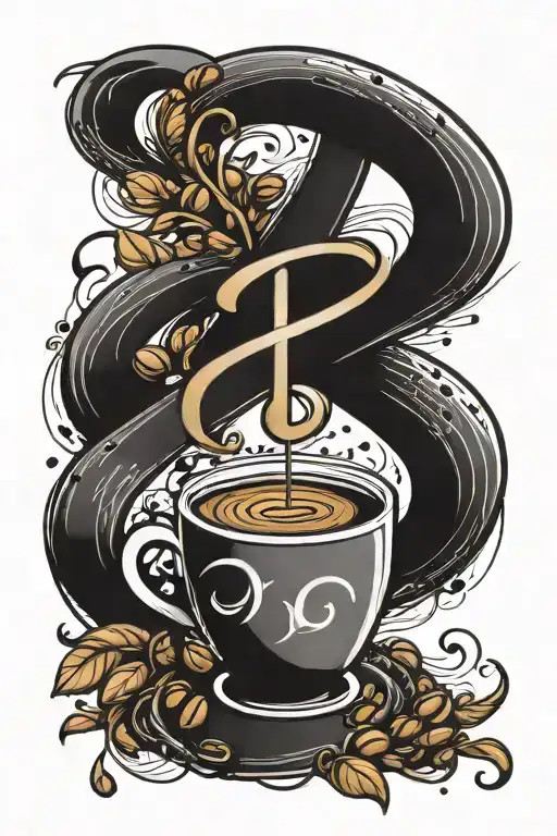 Infinity symbol with coffee bean with music note that can get minimalist tattoo that include lifeline and wording my lif tattoo design idea