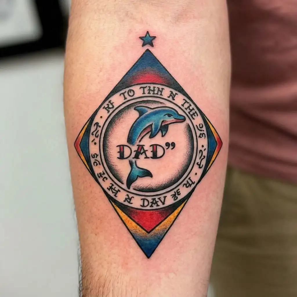 simple letter written from father to son signed "Love Dad" tattoo design idea