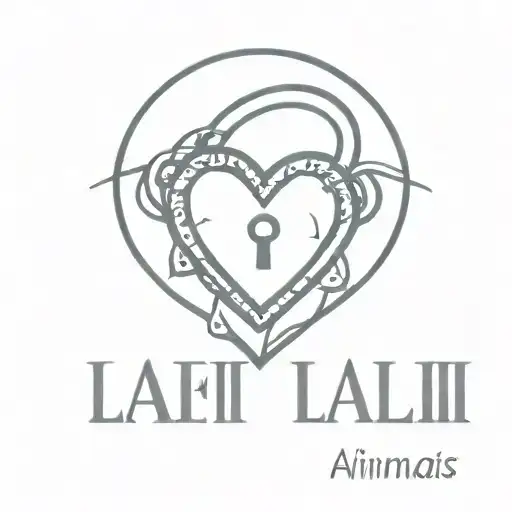 name written, Lali" with a blue heart shaped lock tattoo design idea