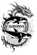 "Survinix" dragon and orca whale tattoo design idea