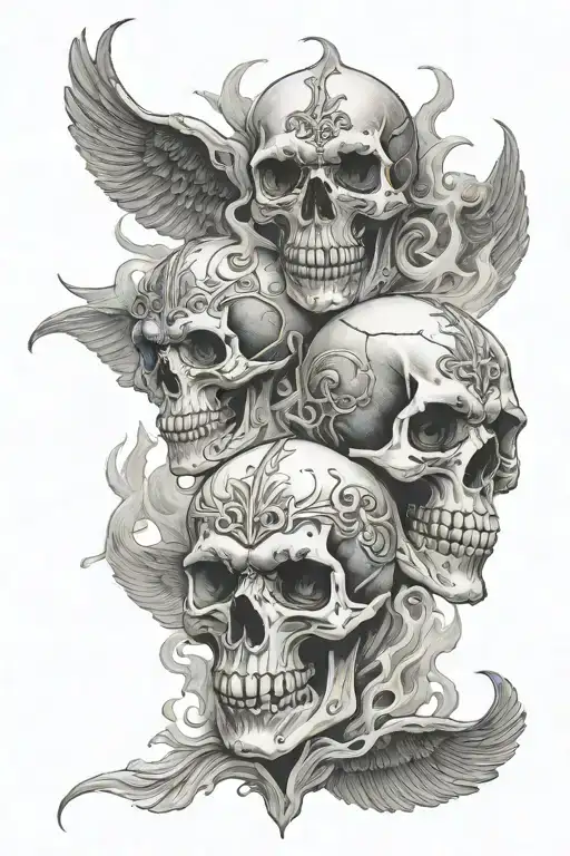 skulls Bad Angels fog tattoo design idea