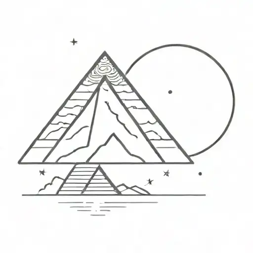 mexican pyramid with solar eclipse moon tattoo design idea