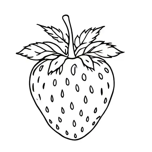 outlined strawberry tattoo design idea