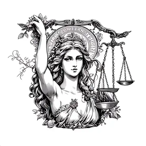 lady justice and fortune tattoo design idea