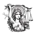 lady justice and fortune tattoo design idea