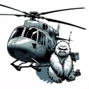 yeti trying to fix a helicopter tattoo design idea