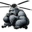 yeti trying to fix a helicopter tattoo design idea