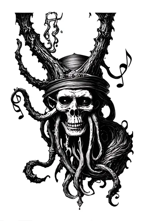 davy jones music box tattoo design idea