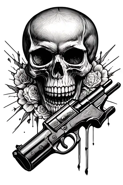 skull gun 1312 tattoo design idea