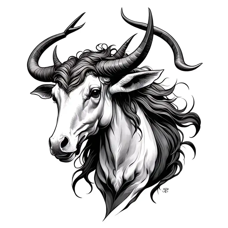 Sagittarius and Taurus zodiac sign tattoo design idea