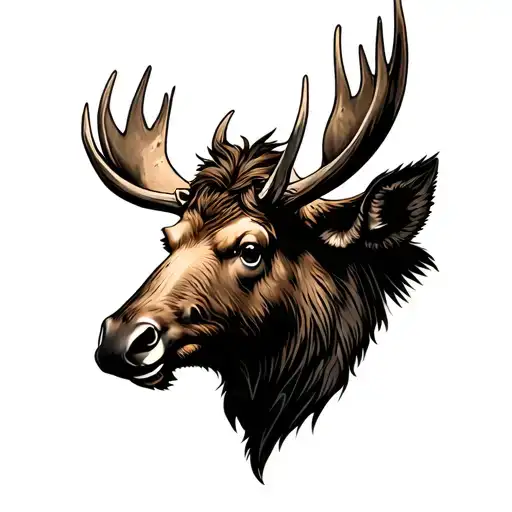 small thin moose head tattoo design idea