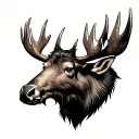 small thin moose head tattoo design idea