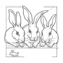 3 rabbits on the same thin black line tattoo design idea