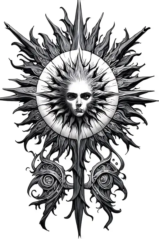 Anglo Saxon black sun tattoo design idea