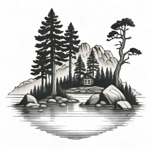 Lake Tahoe scene view tattoo design idea