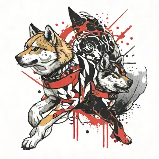 Shiba Inu and Libra tattoo design idea