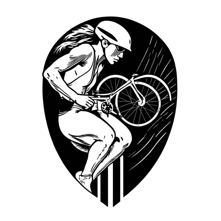 triathlon symbol merged tattoo design idea