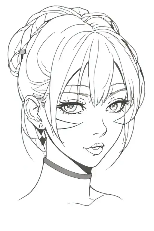 anime girl with black eyes tattoo design idea