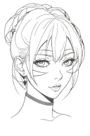 anime girl with black eyes tattoo design idea