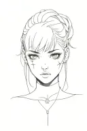 anime girl with black eyes tattoo design idea