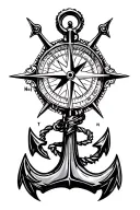 compass and anchor connected tattoo design idea