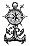 compass and anchor connected tattoo design idea