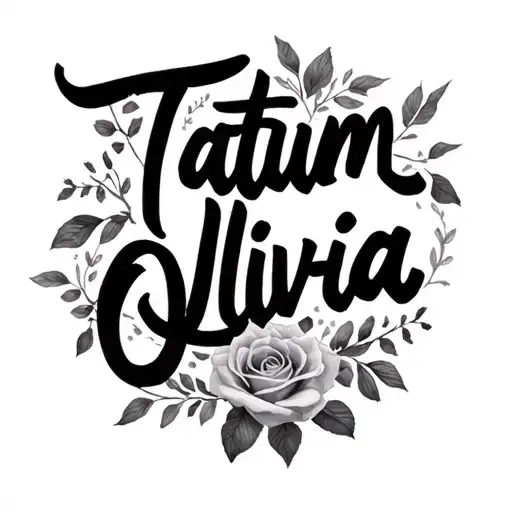 "Tatum Olivia" cursive tattoo design idea