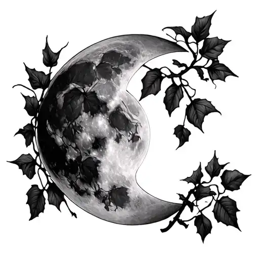 Ivy black full moon tattoo design idea
