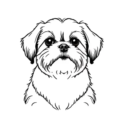 Shih Tzu dog face outline drawing tattoo design idea