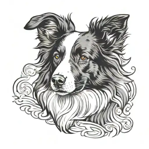 border collie tattoo design idea