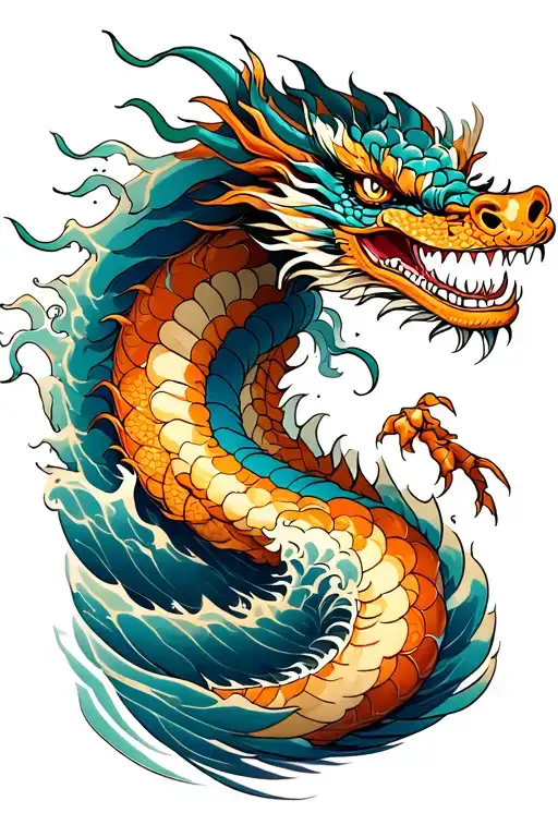 dragon tsunami tattoo design idea
