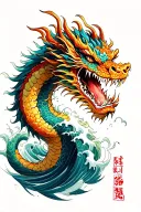 dragon tsunami tattoo design idea