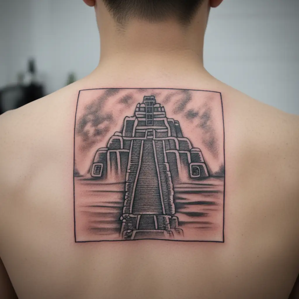 mayan city tattoo design idea