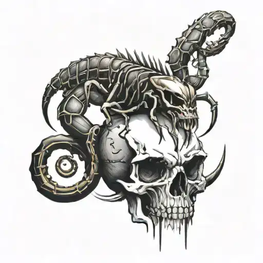 scorpion and skull tattoo design idea