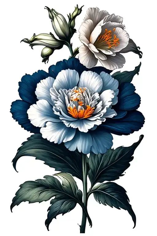 combination of a carnation and narcisus flower tattoo design idea