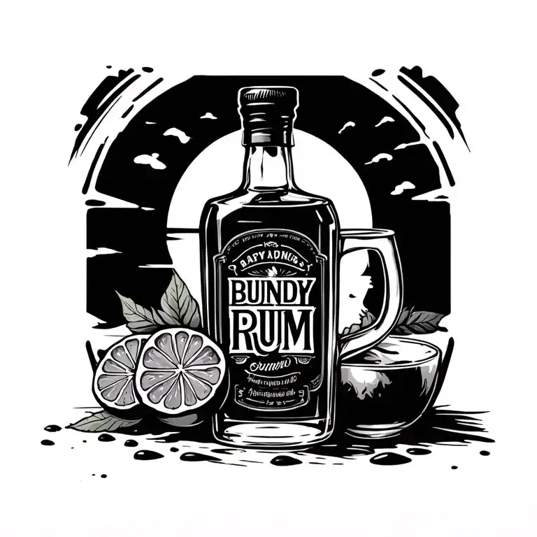 bundy rum bottle tattoo design idea